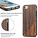 TENDLIN Compatible with iPhone SE 2022/SE 2020/8/7 Case - Wood Grain & Leather Hybrid Slim Case
