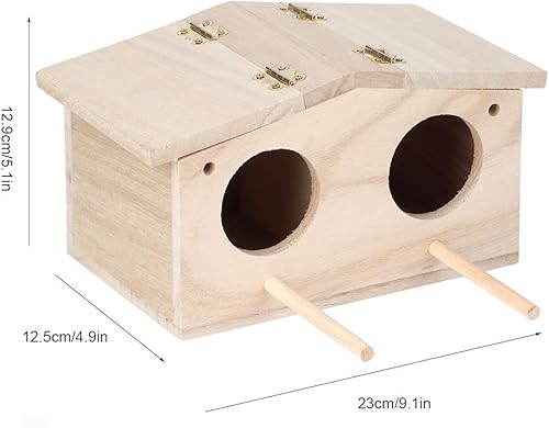 Miniatura 7 de Caja anidable de periquitos, casa de madera para nidos de pájaros para mascotas, jaula de cría de cacatúas con perca, accesorios para loros,