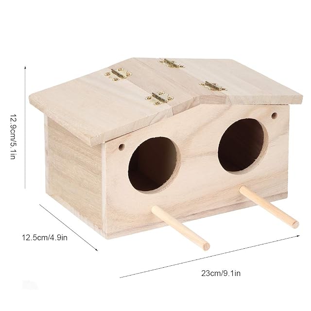 Foto 6 de 8 de Caja de Nido de pájaros Duradera, casa de pájaros, Puerta de Dos Orificios para Loros, Animales Salvajes