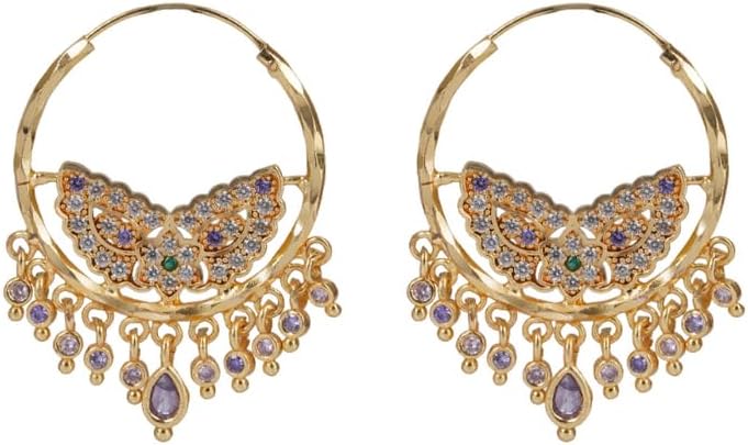 JNF Women Earrings Floral Drop Danglers Chandbali Stylish (Golden)