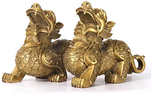 Statue Feng Shui Pi Yao en or de 7,1 pouces pour une décoration raffinée