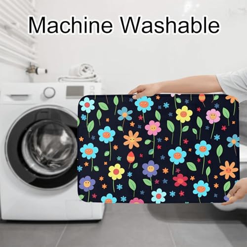 Tapis de salle de bain facile à nettoyer antidérapant fleurs - 8