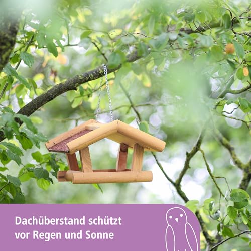 Kerbl Pet Futterhaus Stubbs, 29x28x18 cm, wetterfestes Bitumendach, mit Aufhängekette, mit Dachüberstand schützt Futter