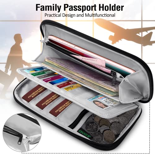 BKNOOU Passport Holder Family Rfid Blocking Travel Document Organizer,Travel Passport Wallet Multiple Passport Holder for Traveling,Family passport holder for 2 4 5,Passport Organizer for Men Women3