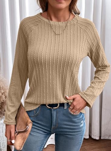 Image of Dokotoo Womens Tops Long Sleeve Lightweight Shirts 2026 Spring Fashion Clothing Trendy Tops Crewneck Knit Basic Tee