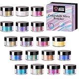 LET'S RESIN Chameleon Mica Powder, 18 Jar Color Shift Mica Powder for Epoxy Resin/Tumbler, Chrome Powder Pigment for Nails Art, Painting,Soap Making, Candle Making,Slime