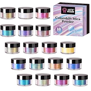 LET’S RESIN Mica Powder, 18 Jar Chameleon Mica Powder, Color Shift Mica Powder for Epoxy Resin/Tumbler, Chrome Powder Pigment for Nails Art, Painting,Soap Making, Candle Making,Slime