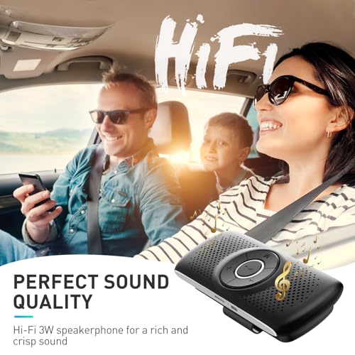 AGPTEK Manos Libres para Coche Bluetooth 5.0 con Siri, Google Asistente, Kit de Coche Altavoz Inalámbrico con Ranura de Tarjeta TF, Soporta Conexión de 2 Teléfonos Simultáneamente, Negro - imagen 4