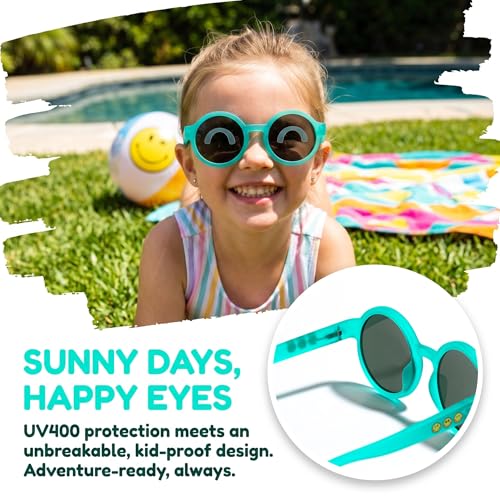 Image of SMILEYWORLD Baby Sunglasses with Strap UV400 Protection Sunglasses for Toddler, Flexible Unbreakable Silicone Frame