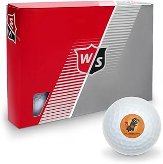 Rooster of Awesomeness Chicken Wilson Golf Balls 12 Pack, Regulation Size Full Color Premium Golf Balls
