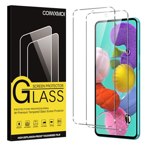 Coiwxmoi 2 Piezas Protector Pantalla para Samsung Galaxy A51 4G 6,5', HD Transparente, Ultra Resistente, Sin Burbujas, Dureza 9H, Antiarañazos Cristal Templado para Samsung A51 4G