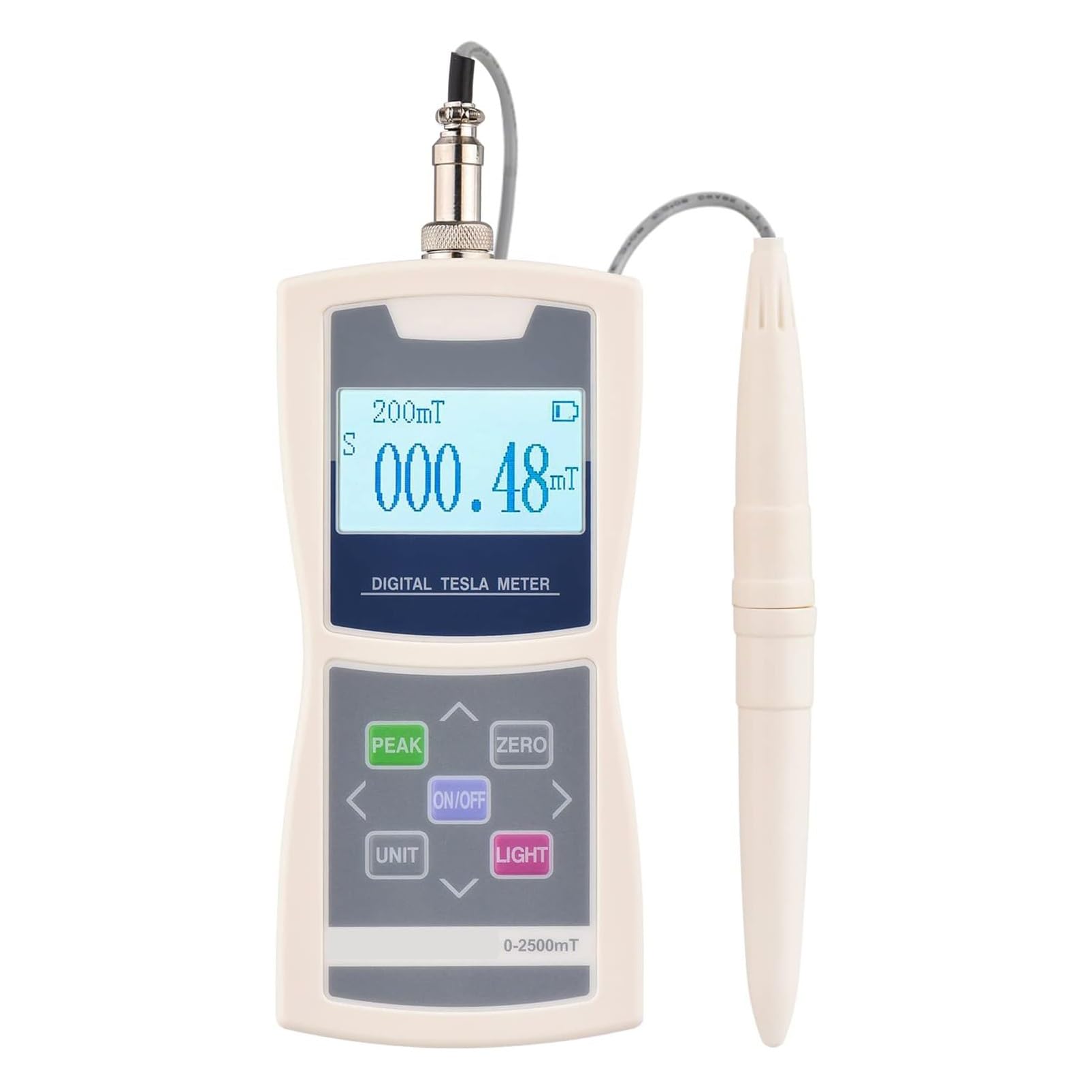 200mT/2500mT Magnetic Field Tester Gaussmeter with Standard Radial Hall Probe for Industrial Inspection