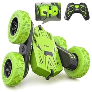 SGILE Stunt RC Car Toy, Remote Control Vehicle Double Sided 360 Degree Rolling Rotating Rotation for Boys Kids Girls,Green