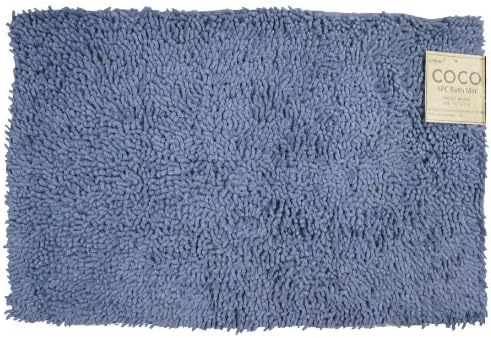 100% Cotton Chenille High File Shaggy 1pc Bath Rug(blue)