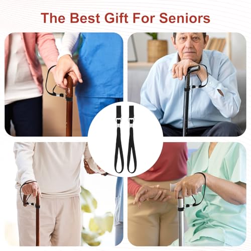 5PCS Walking Cane Wrist Strap Replacement, Black Adjustable Wrist Strap Lanyard Elastic Loop Universal Walking Cane Handle Crutch Straps Accessories for Foldable Sticks Standing Canes Seniors Crutches