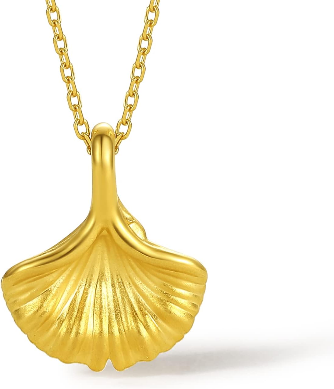 24K Gold Pendant Leaf Charms Ginkgo Pendants Dainty Leaves Jewelry Statement Charm Simple Bead Trendy Fashion Floral Solid Yellow Gold Gifts for Women Her Men (Not Include Necklace) A048975