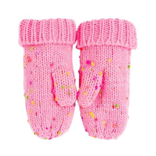 White Earflap Knit Beanie Hat Mittens Set for Kids3