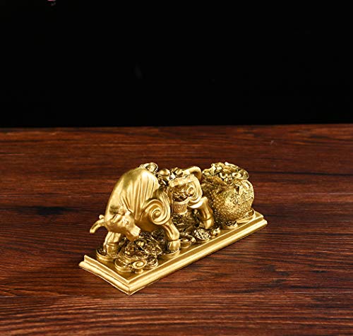 Brasstar Resin Fengshui Statue Bull Bring Gold Attract Wealth Fortune Luck Gather Wall Street Business Gifts Financial Securities Mascot Office Home Decor Ptwq020 #TOP6