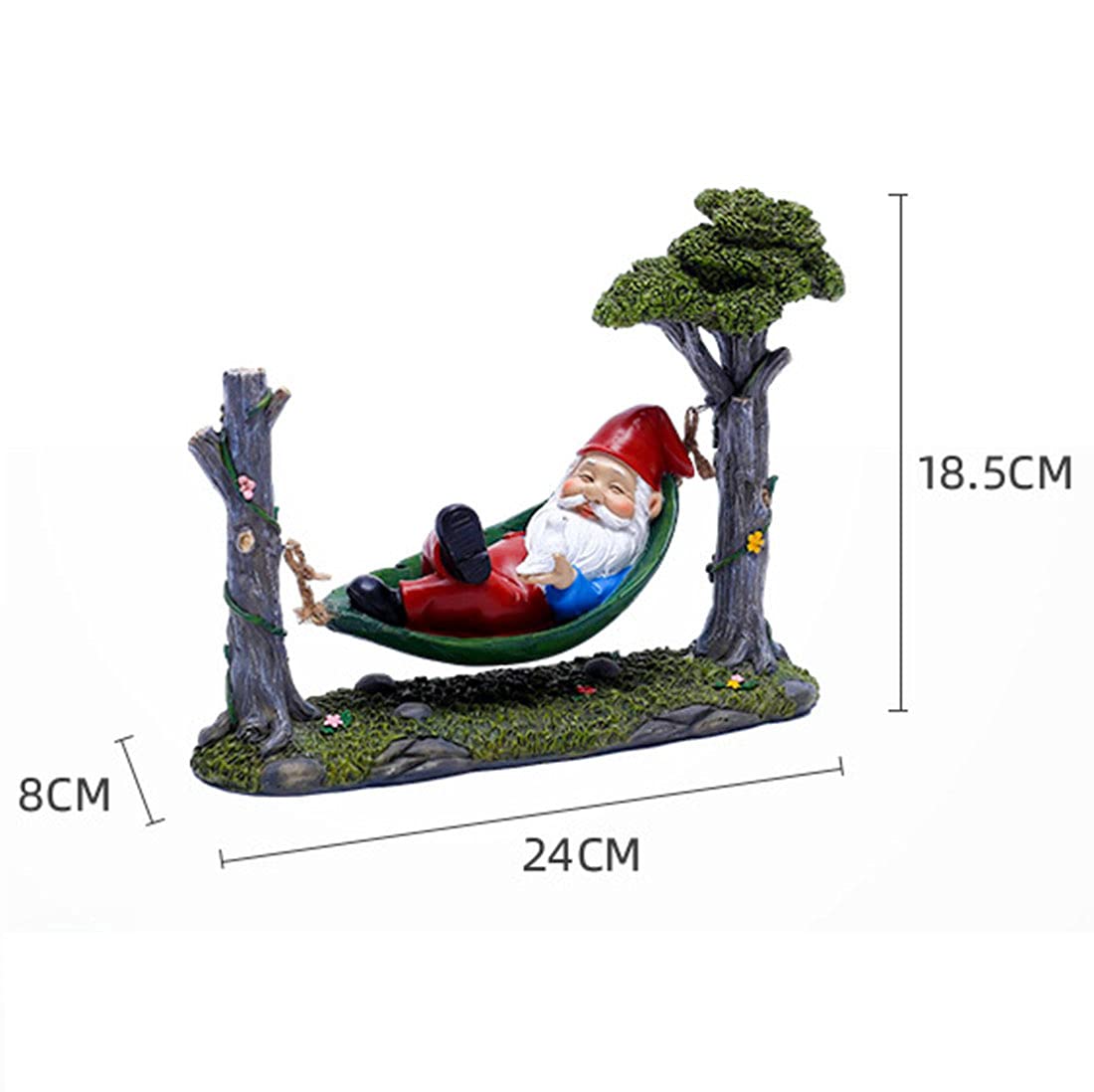 Figuras Jardin Exterior Estatua, Estatua Divertida Jardín De Resina Gnomo, Hamaca De Hoja De Balanceo GNOME Figurine para El Césped del Hogar Decoraciones del Patio