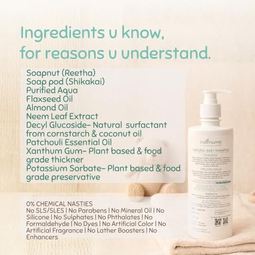Image of Indimums Baby Hair Oil & Shampoo Combo (100ml +200ml) | 17 Herbs + Real Reetha & Shikakai | No Mineral Oil, No SLS | Dermatologist Tested | Promotes Hair Growth