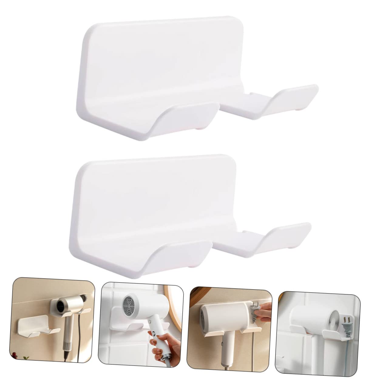 2pcs Wall Mounted Hair Dryer Holder Rack Storage for Bathroom Bedroom Premium Easy to Install Stylish Design for Hair Tools Organization image 5