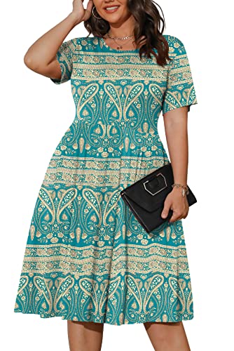 POSESHE Womens Plus Size Summer Dress for Women 2024 Hide Belly Soft Comfy Casual Empire Waist...