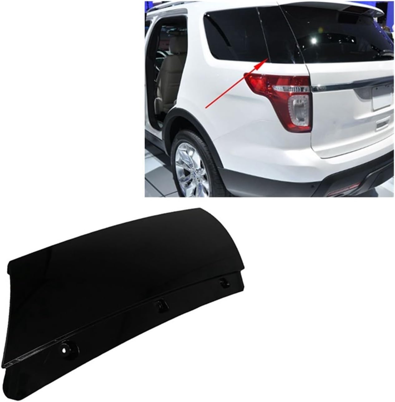 Car D Pillar Molding Rear Door Windshield Exterior Trims Cover Compatible with Ford Explorer 11-14(Electric Right black)