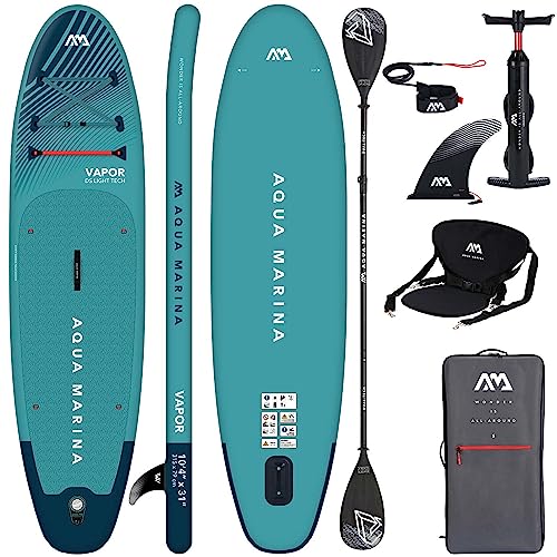 Aqua Marina Aufblasbar Sup Board Stand up Paddle AQUAMARINA Vapor Komplette Packung 315x79x15 cm mit Doppelpaddel und Kayak Sitz