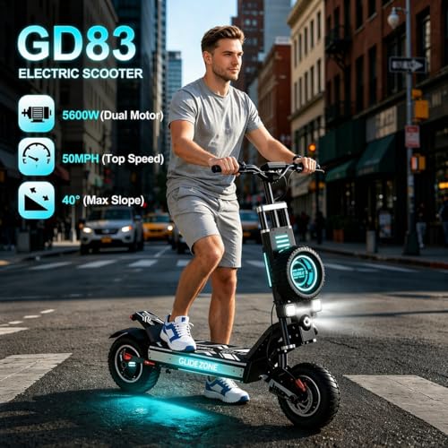 Image of YING LU GD83 Electric Scooter, 5600W Dual Motor Adult Electric Scooter, 50 MPH High Speed, 60V 30Ah Long Range 60 Miles, Dual Suspension,11 inch Off-Road Tires, E Scooter with NFC Unlock (5600W 60v)