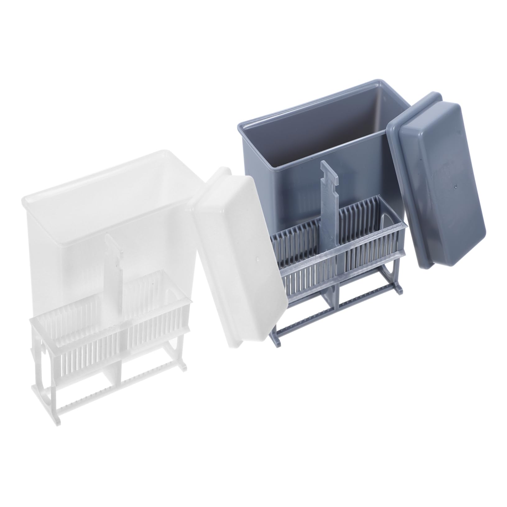 Unomor 2pcs Dyeing Tools Microscope Slide Racks Microscope Kit Slide Drain Stand Lab Glass Slide Rack Microscope Slide Storage Shelf Slide Stand Staining Jar Container Plastic