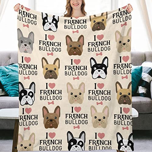 French Bulldog Sofa Throw Blanket Flannel Super Soft Warm Fleece Bedspread Home Decor All Season For Bed Couch Living Room Large 50"X40" In #TOP1