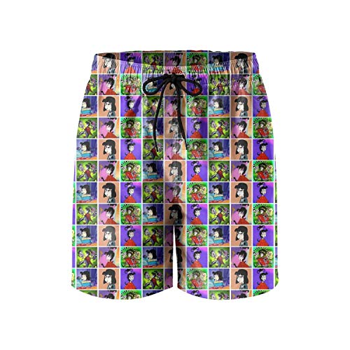 Flames Wolf-US Lydia Deetz Goth Girl Dark Humor Men's Swim Trunks Soft Hawaiian Swimming Short