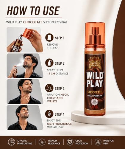 Image of Wildplay Fragrance 125ML Perfume for Men & Women - Long Lasting Multi-Fragrance Spray, Floral Fruity Sweet Notes, Unisex Premium Perfume for Daily Wear & Special Occasions (Chocolate)