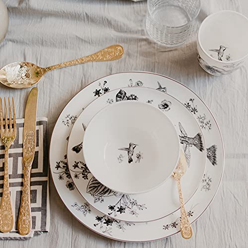 Koken – 4 Bowls Set Fine Bone China With Design Black & White With Gold Ring - Ideal For Special Occasions Or Every Day - Stackable-Mixing Bowls- Kitchen Essentials & Tableware. #TOP3