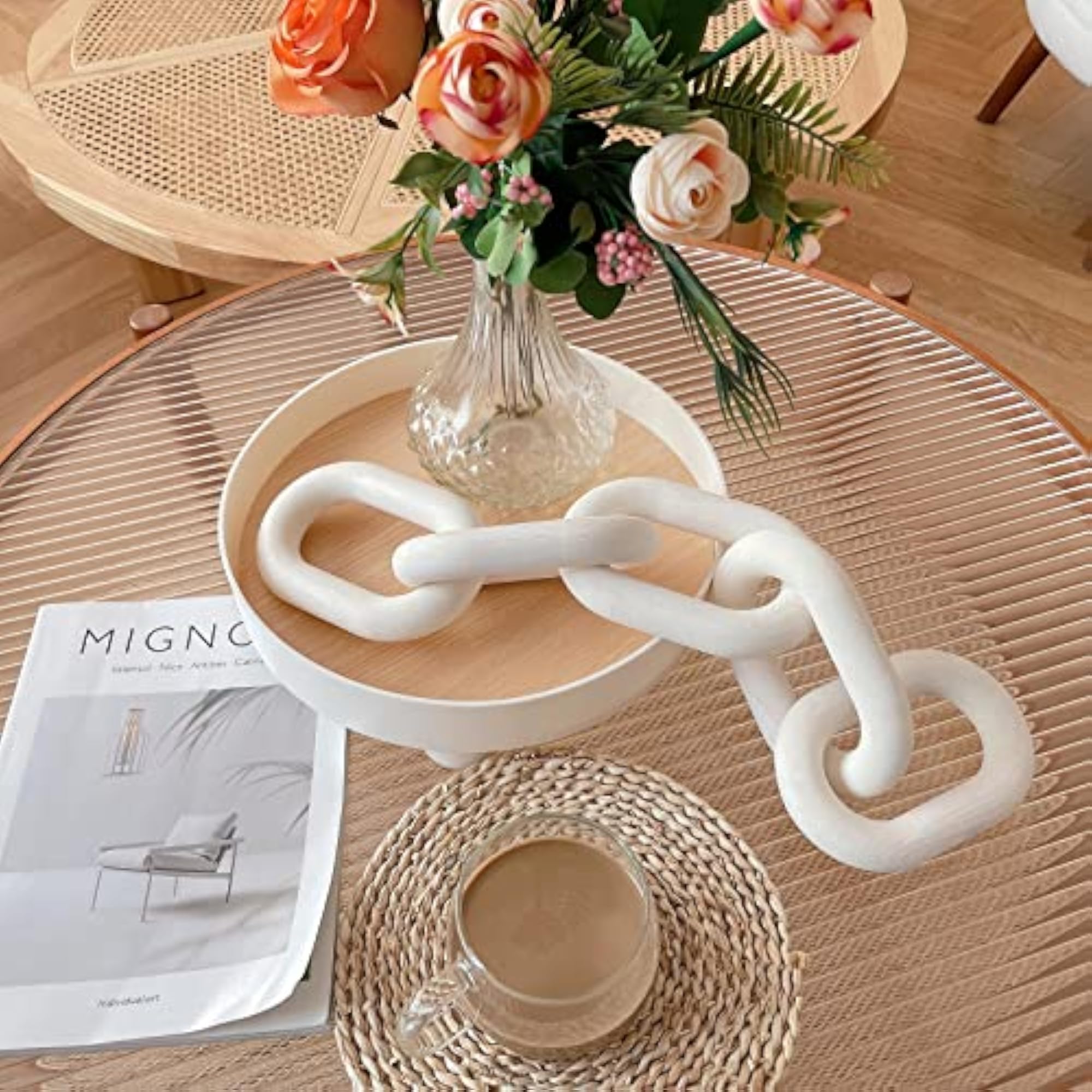 Wood Chain Link Decor - Hand Carved 5-Link