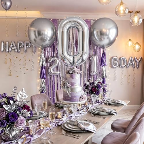 Image of Number Balloons Silver Party Balloon - Giant Number 0 Balloon, 40 Inch Large Balloon for Birthday Decorations, Silver Party Supplies for Anniversary