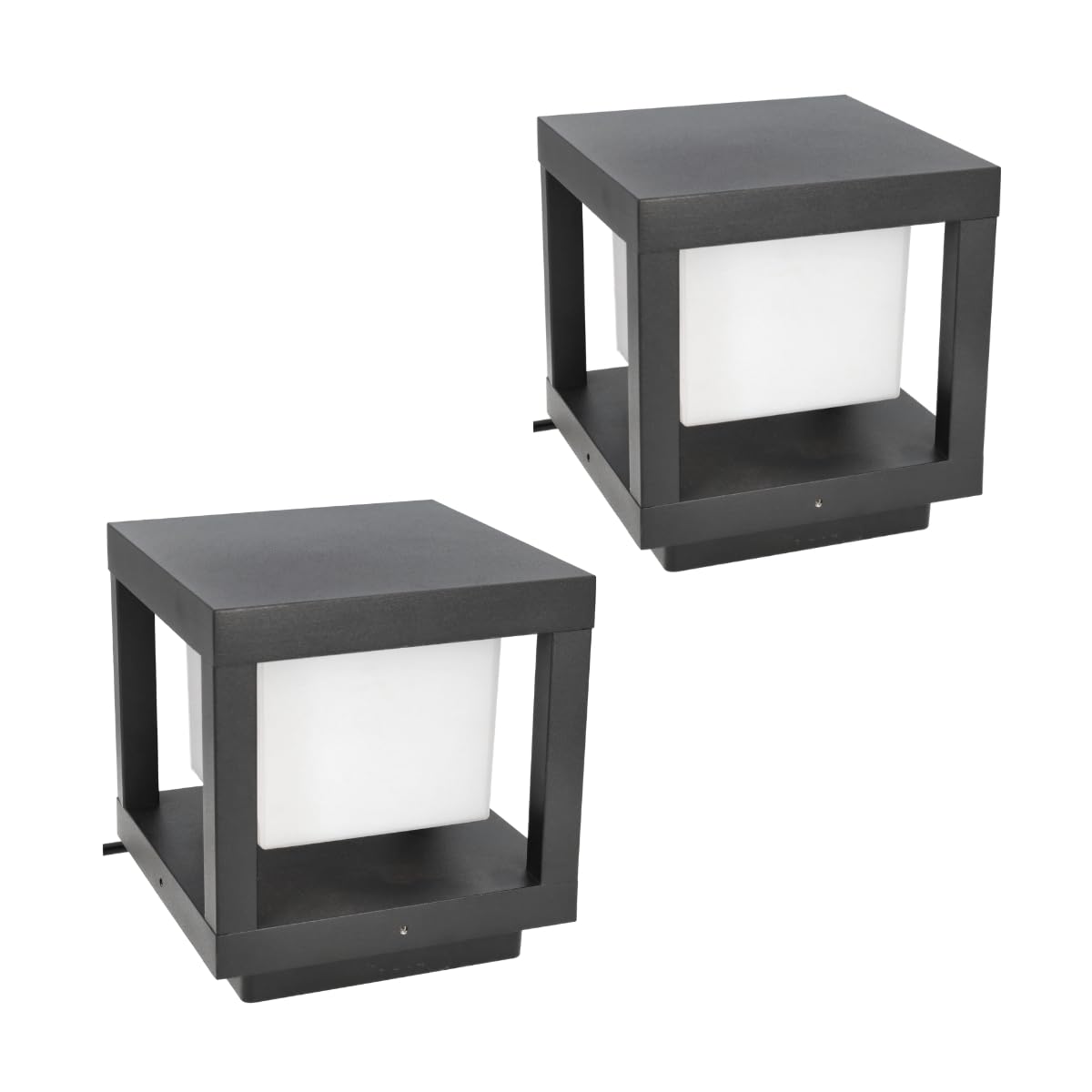 Jandei - 2 x Lámpara LED Exterior Cuadrada 16W, 3000K Luz Cálida, IP65 Resistente al Agua y Polvo, 240V, Diseño Moderno en Cubo Negro para Jardín, Terraza, Patio y Caminos
