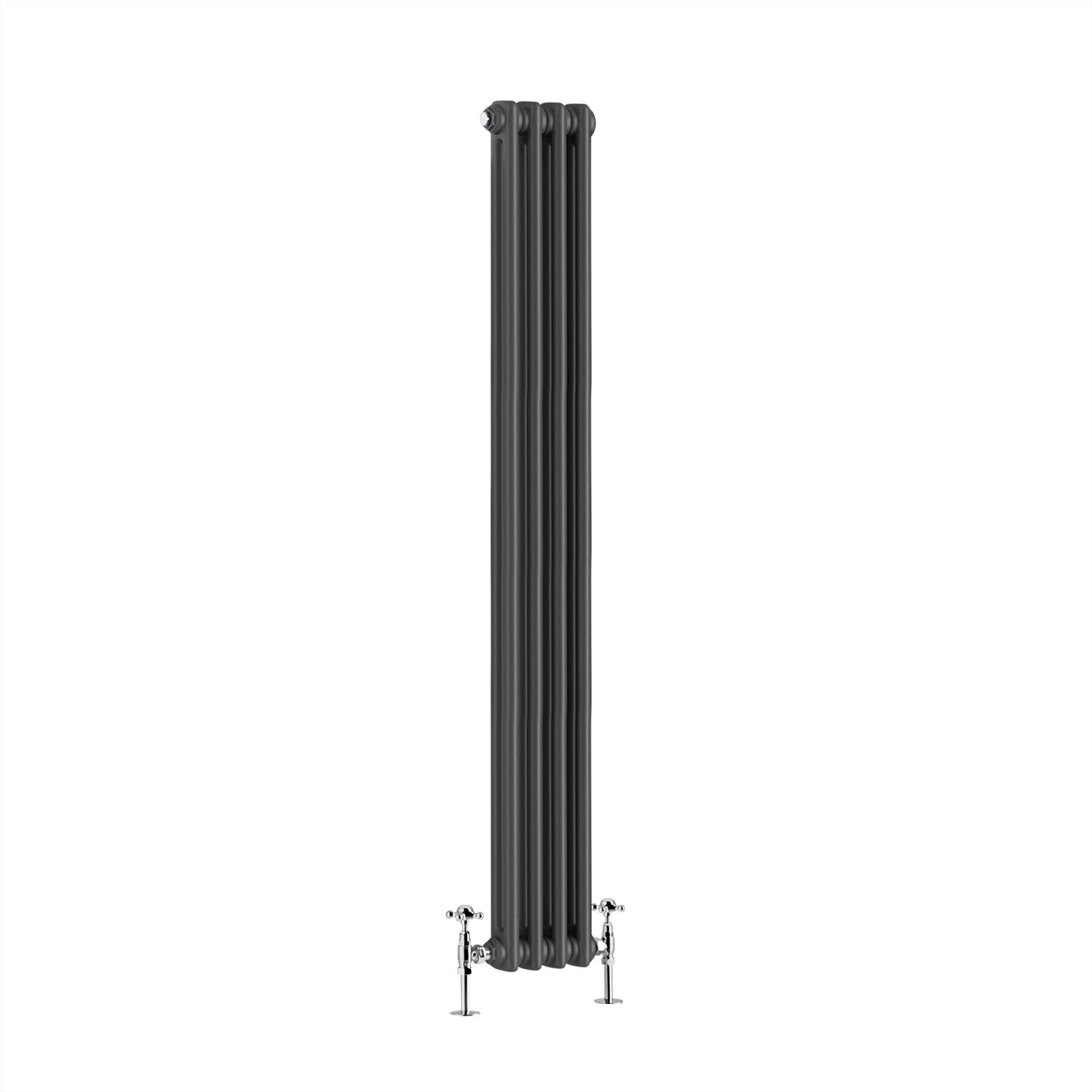 Warmehaus - Traditional Cast Iron Style Anthracite Double Column Vertical Radiator 1500 x 200mm - Perfect for Bathrooms, Kitchen, Living Room — image 1
