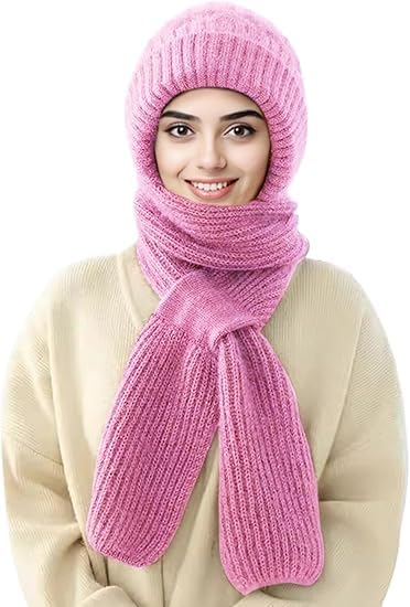 bigbest store Winter Cap for Women with Mufflers/Knitted Woolen Cap with Mufflers, 2 in 1 Windproof Scarf,Winter Warm Cute Caps Scarf, Stylish Woolen Caps for Women & Girls Multicolour-picture-21