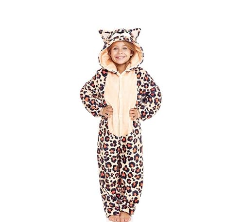 Partilandia Disfraz de Pijama Leopardo marrón con capucha para niña 10 a 12 años