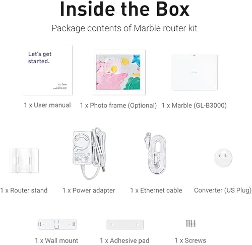 Miniatura 6 de GL.iNet GL-B3000 (mármol) Router inalámbrico WiFi 6 con marco de fotos de montaje en pared, AX3000 de doble banda, OpenVPN y WireGuard, controles