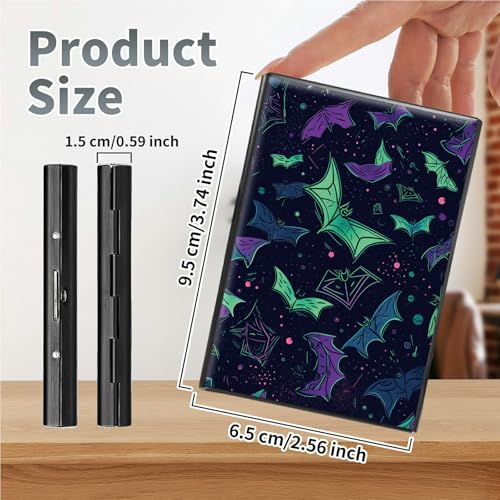 Metal Credit Card Holder RFID Blocking, Gothic Rainbow Bats Slim Mini Aluminum Wallet Hard Case for Men & Women, Small Business Card Case Card Organizer Case Holds 12 Cards & Bills2