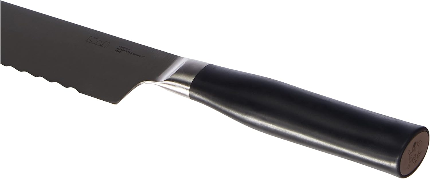 KAI Tim Mälzer Kamagata Japanese Bread Knife 23.0 cm Blade Length - Stainless Steel Forged 4116 Stainless Steel - 56 (±1) HRC - Polished POM Handle - Wavy Universal Blade - Made in Japan
