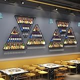 Botellero de pared con luz LED, estante flotante con soporte de vidrio para botellas de vino, mini armario de bar para sala de estar