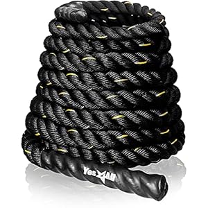 Yes4All 1.5/2 Inch Battle Ropes with Extra Protective Sleeve, Workout Ropes for Cross-Training Home Gym & Fitness Exercises, Strength Training – 30,40,50 Feet Lengths Available