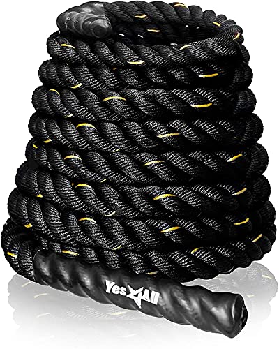 Yes4All 1.5/2 Inch Battle Ropes with Extra Protective Sleeve, Workout Ropes for Cross-Training Home Gym & Fitness Exercises, Strength Training - 30,40,50 Feet Lengths Available
