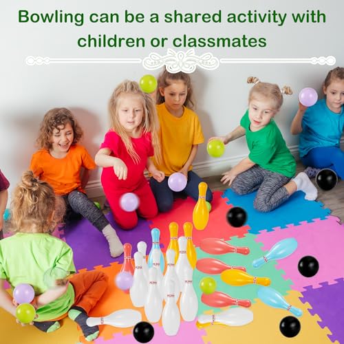 2 Pack Bowling Set Indoor Outdoor Bowling Games Include 20 Bowling Pins and 4 Plastic Ball Lawn Bowling Toy for Kids Boys Girls Family Party Birthday School Educational Gift (Color Set 2)