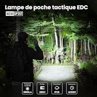 Sofirn SP35T lampe et torche tactique, 3800 lumens, double interrupteur, 8 modes, LED rechargeable IPX8, USB-C