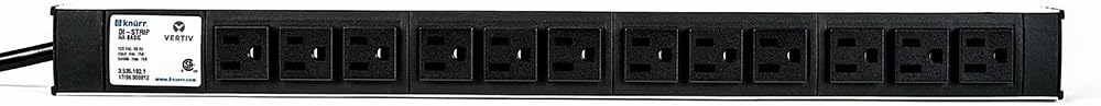 Vertiv DI-Strip 120V Vertical Rackmount PDU & Surge Strip with 12 NEMA 5-20R Outlets & 20Amp 5-20P Input (035351051)