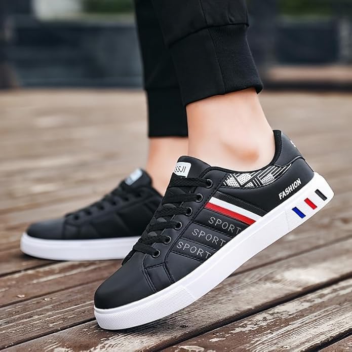 Men's Trendy Street Style Low Top Skateboard Shoes, Comfy Non Slip Lace Up Durable Sneakers for Men's Outdoor Activities